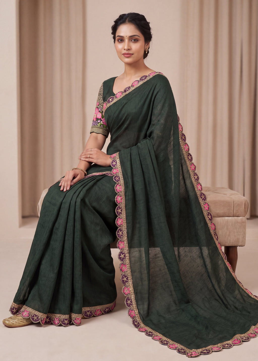 Premium Tesla Embroidered Designer Saree