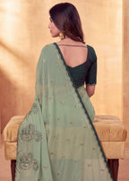 Festive Paisley Embroidered Georgette Saree