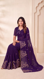 Festive Paisley Embroidered Georgette Saree