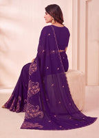 Festive Paisley Embroidered Georgette Saree