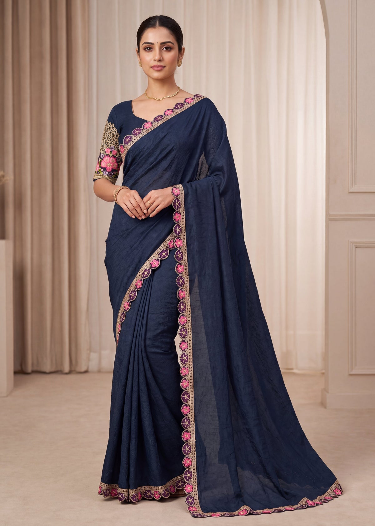 Premium Tesla Embroidered Designer Saree