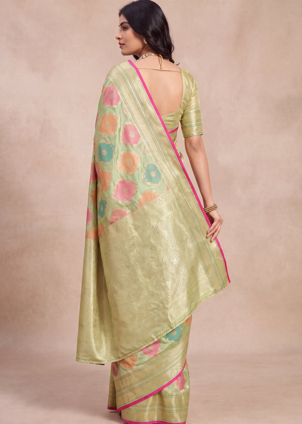 Elegant Woven Motifs Organza Banarasi Saree