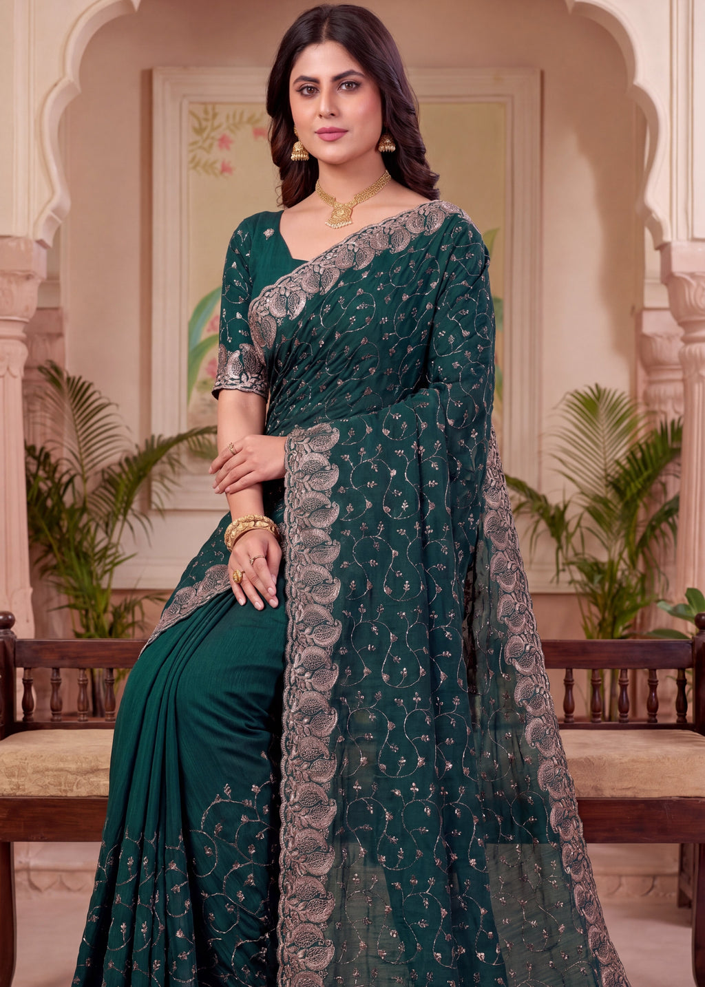 Royal NC Vichitra Heavy Zari C-Pallu Saree