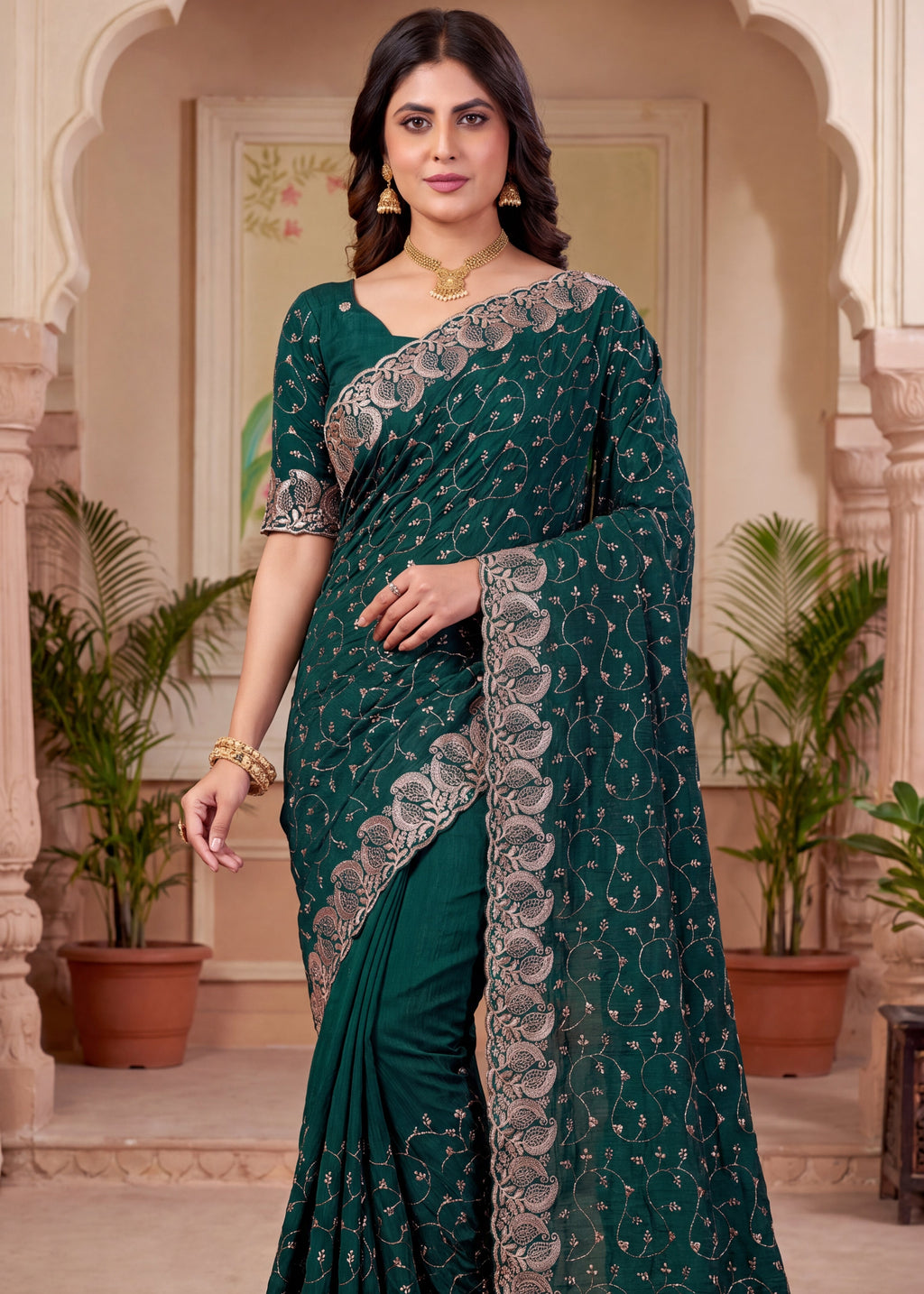 Royal NC Vichitra Heavy Zari C-Pallu Saree