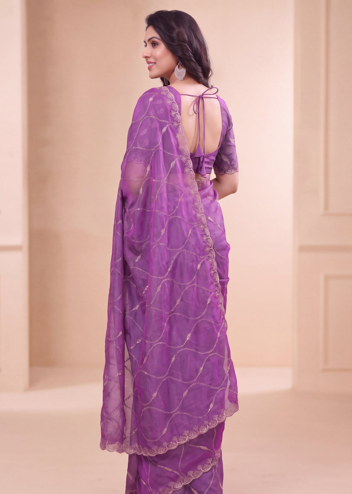 Fendy Chiffon Zari Work Designer Saree