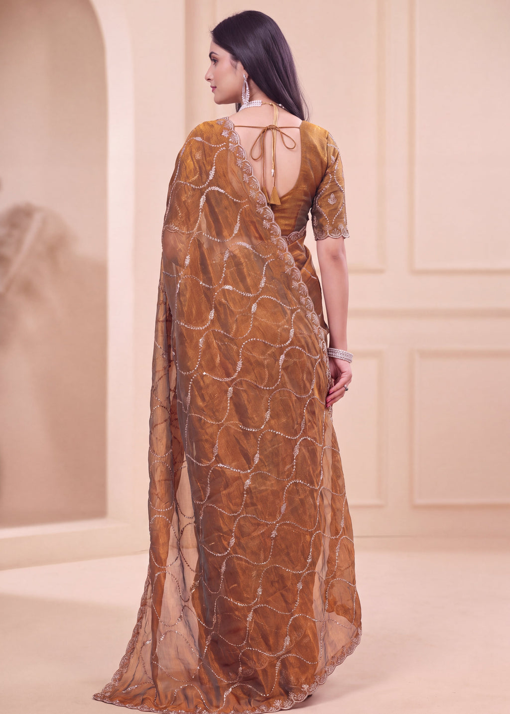 Fendy Chiffon Zari Work Designer Saree