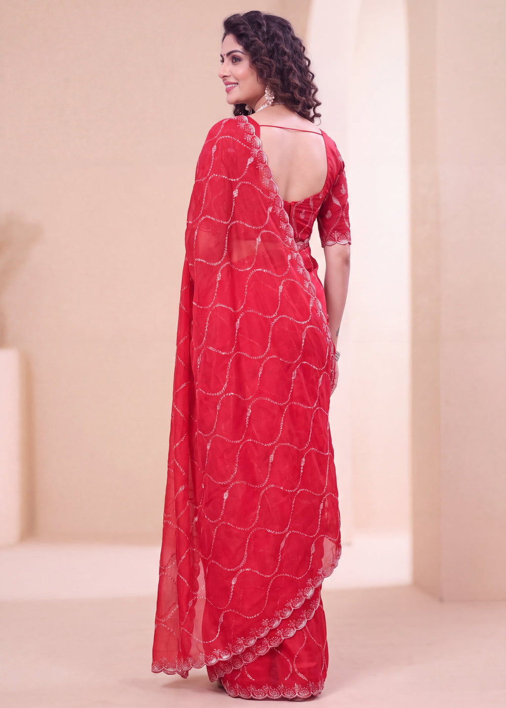 Fendy Chiffon Zari Work Designer Saree