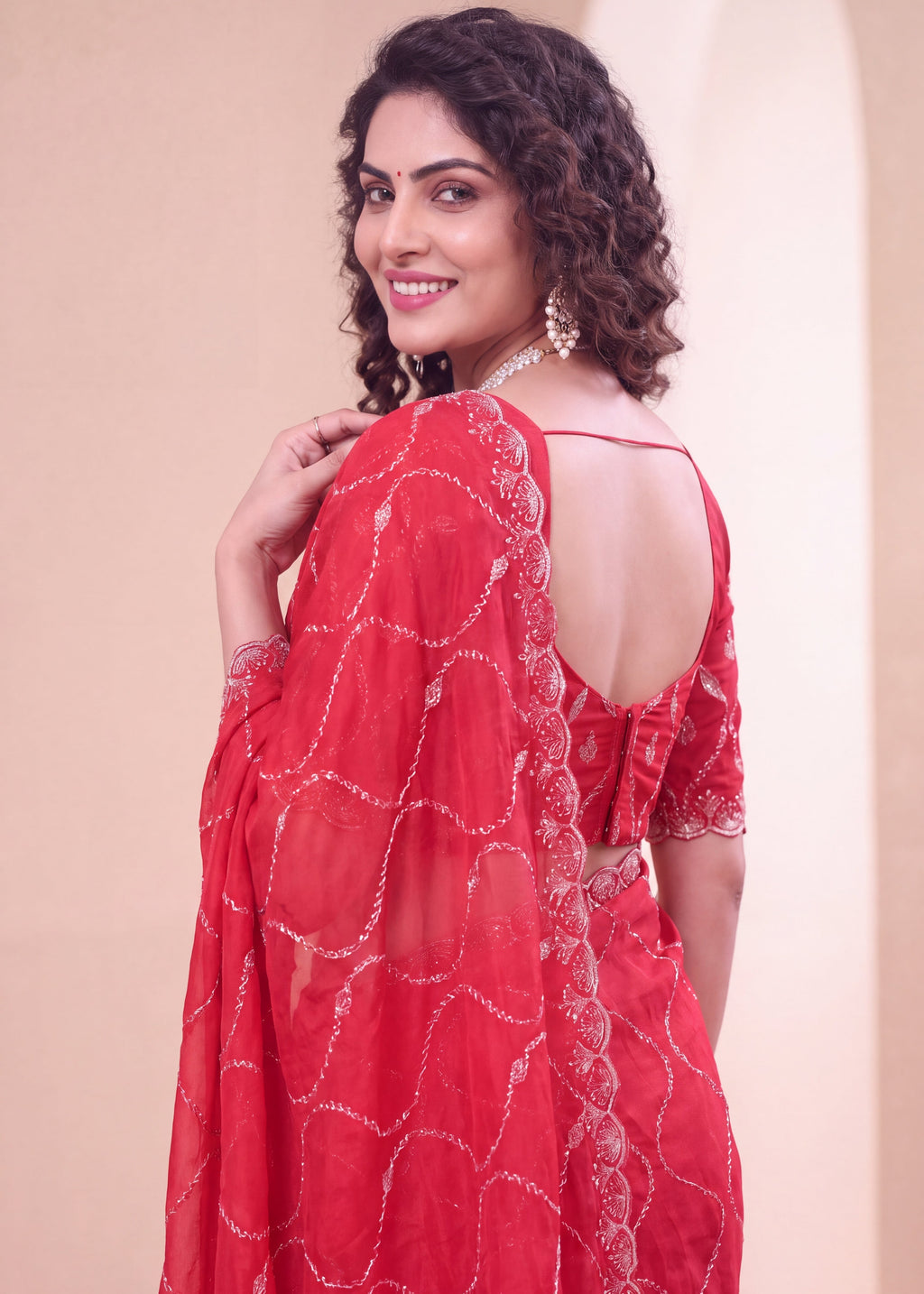 Fendy Chiffon Zari Work Designer Saree