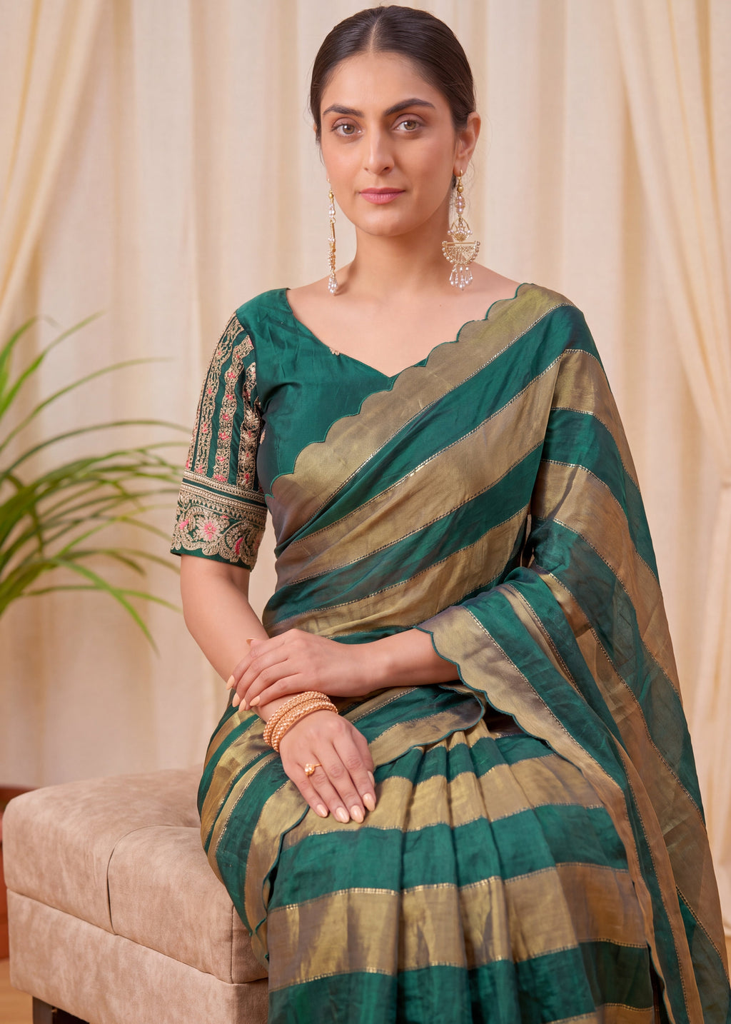 New Designer NC Satin Jarkan Scallop Saree
