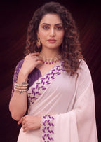 Festive Embroidered Shimmer Georgette Designer Saree