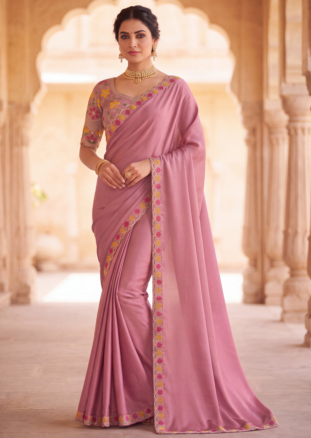 Floral Embroidered Saree with Designer Blouse