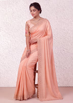 Pearl-Embellished Scalloped Border Saree