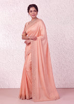 Pearl-Embellished Scalloped Border Saree