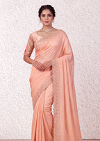 Pearl-Embellished Scalloped Border Saree