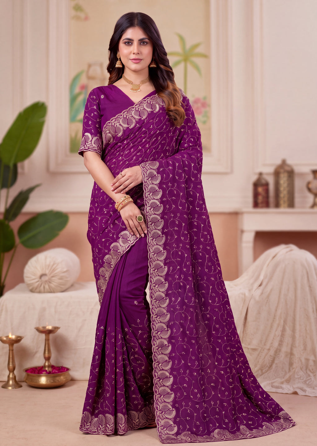 Royal NC Vichitra Heavy Zari C-Pallu Saree