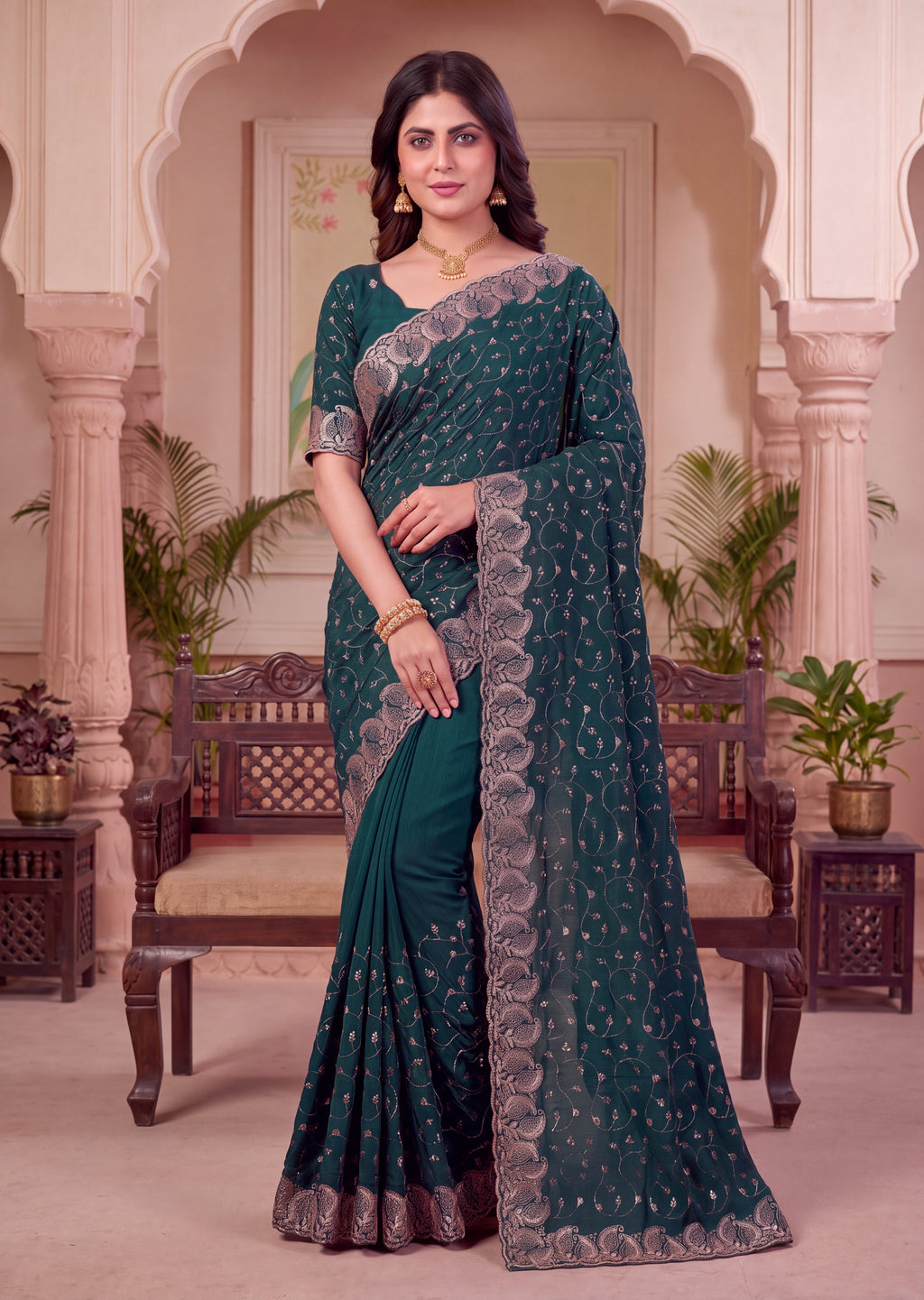 Royal NC Vichitra Heavy Zari C-Pallu Saree