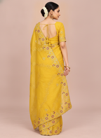 Floral Embroidery Elegant Tissue Silk Saree