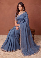 Designer NC Vichitra Embroidered Border Saree