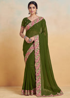 Floral Embroidered Cutwork Elegant Georgette Saree