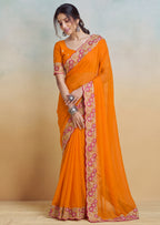 Floral Embroidered Cutwork Elegant Georgette Saree