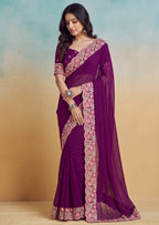 Floral Embroidered Cutwork Elegant Georgette Saree