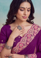 Floral Embroidered Cutwork Elegant Georgette Saree