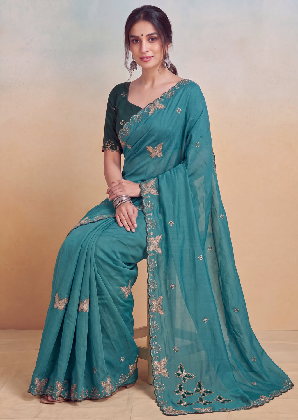Luxurious NC Vichitra Zari Work Saree