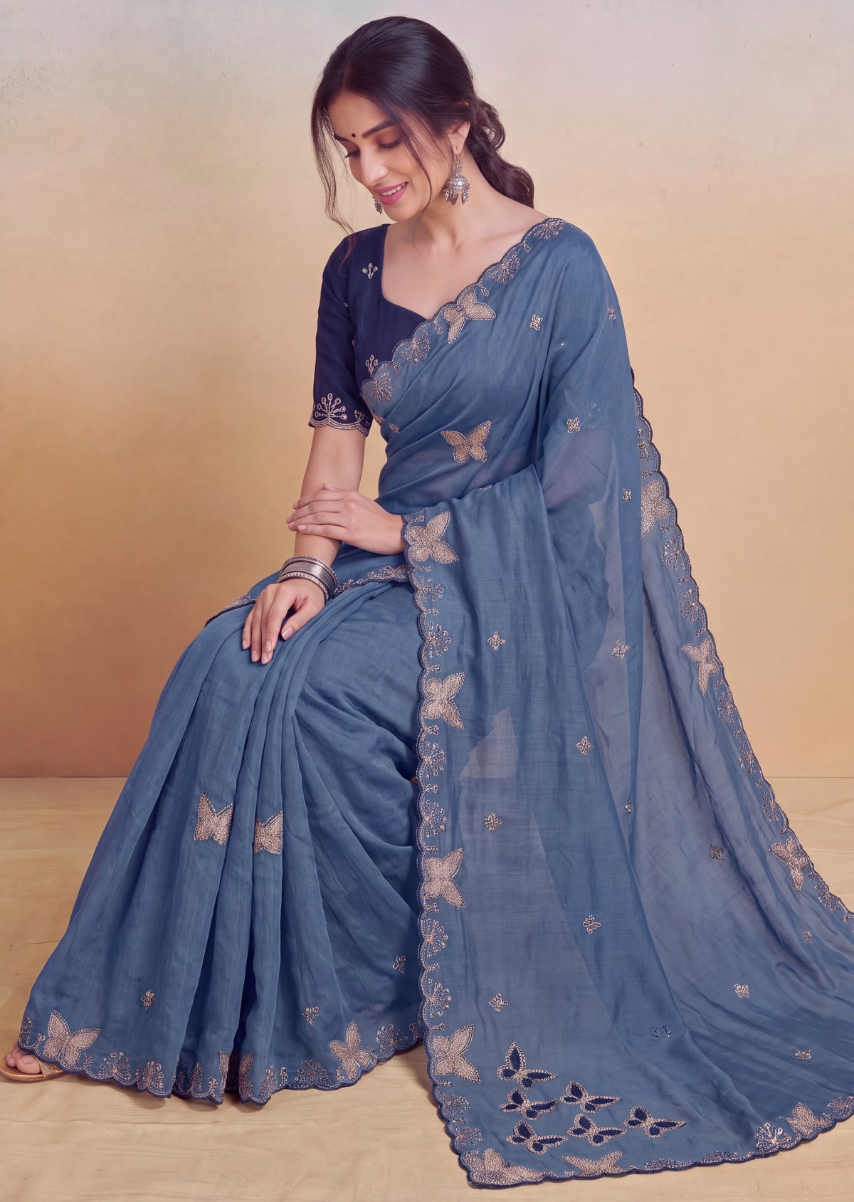 Luxurious NC Vichitra Zari Work Saree