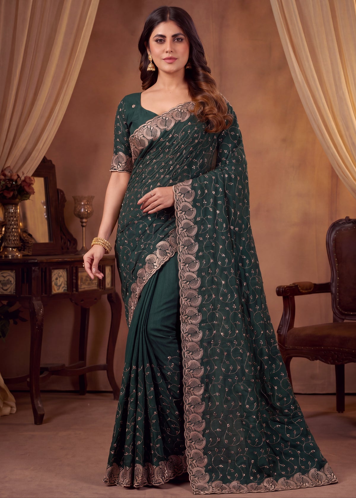 Royal NC Vichitra Heavy Zari C-Pallu Saree