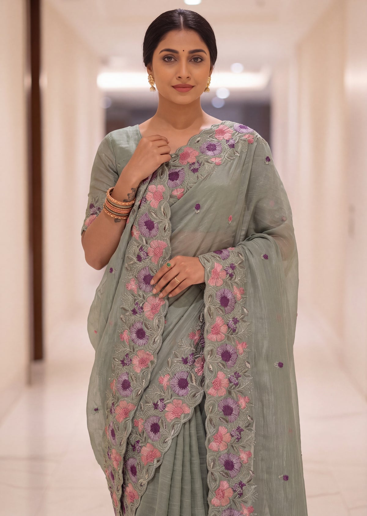 Premium Elegant Crunchy Tissue Saree
