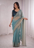 Embroidered Heavy Blouse Premium Chiffon Silk Saree