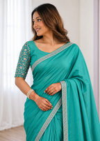Premium Two-Tone NC Vichitra Beads Handwork Saree