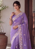Designer Two-Tone Crunchy Tissue Saree