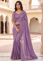 Pearl-Embellished Scalloped Border Saree