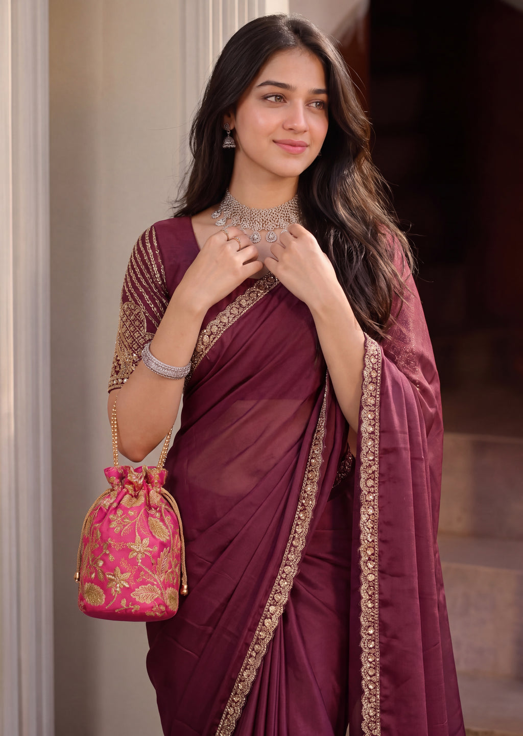 Scalloped Floral Elegant Rangoli Saree