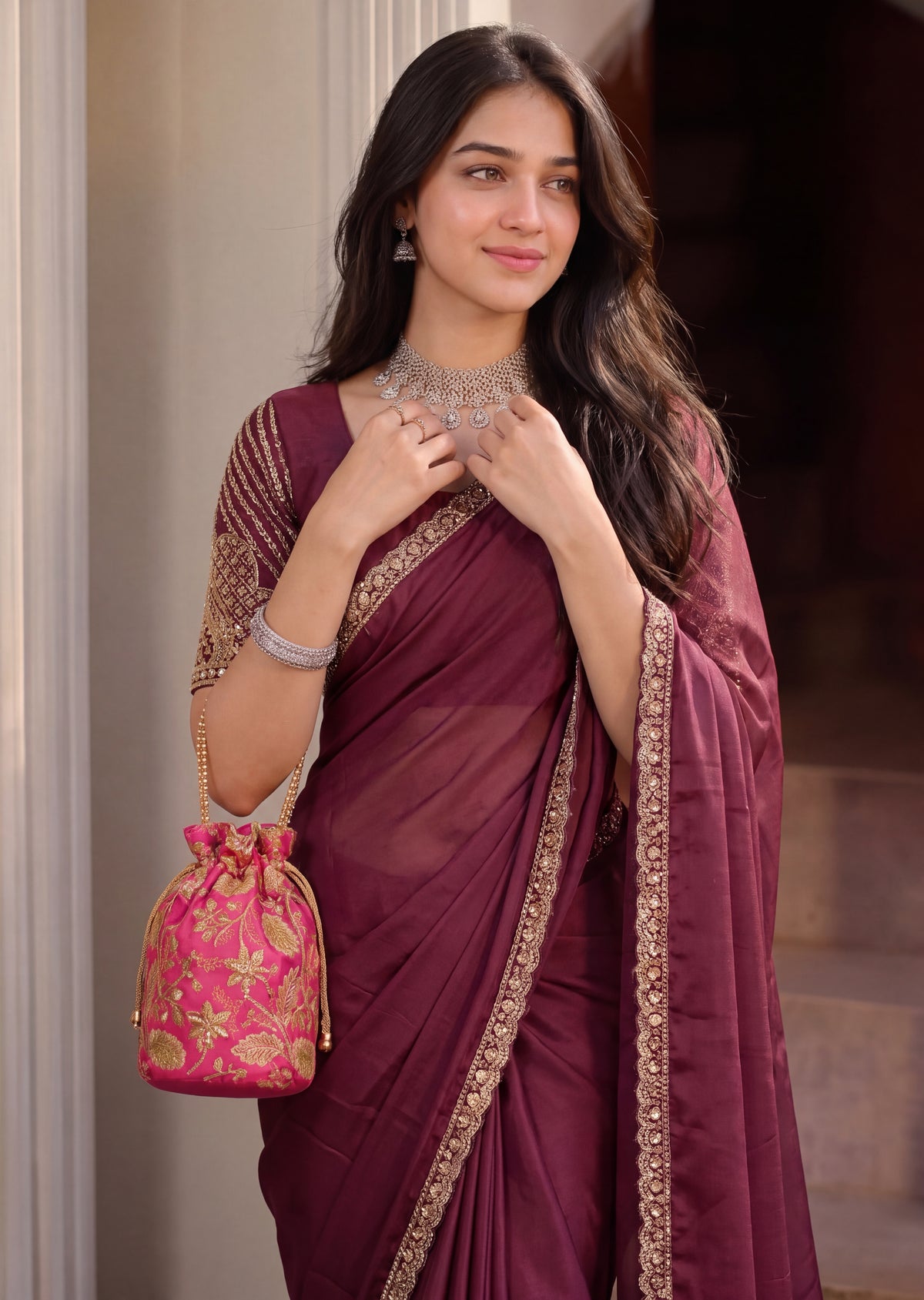 Scalloped Floral Elegant Rangoli Saree