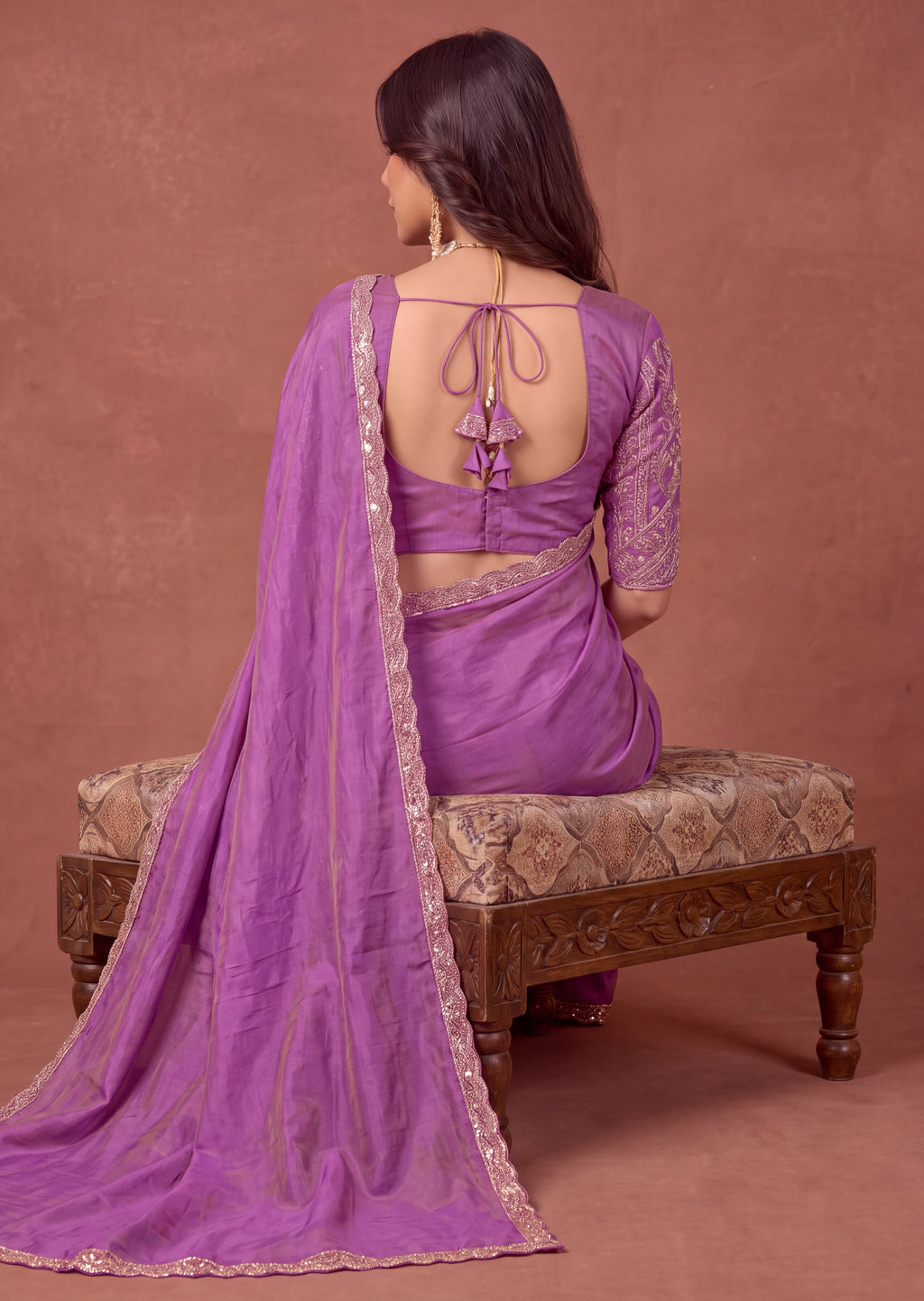 Designer NC Vichitra Embroidered Border Saree