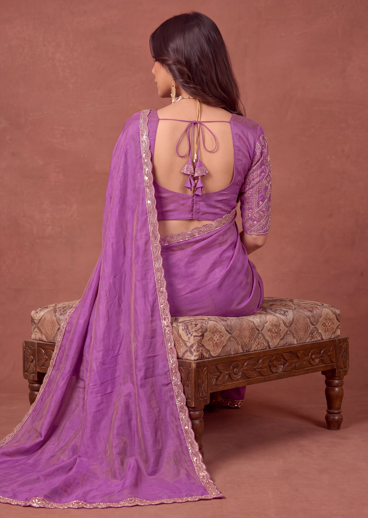 Designer NC Vichitra Embroidered Border Saree