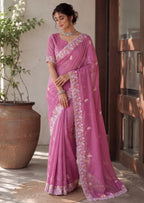 Designer Two-Tone Crunchy Tissue Saree