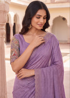 Pearl-Embellished Scalloped Border Saree