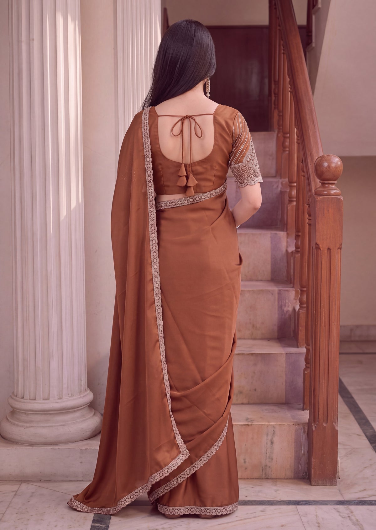 Floral Sequin Border Elegant Rangoli Saree