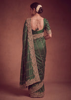 Royal Satin Striped Embroidery Designer Saree