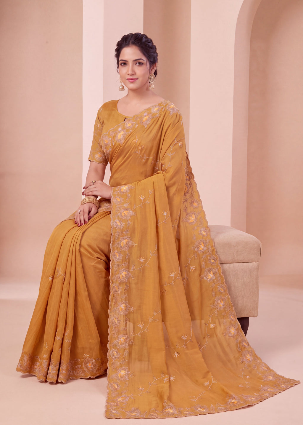 Elegant NC Vichitra Designer Wedding Wear Saree