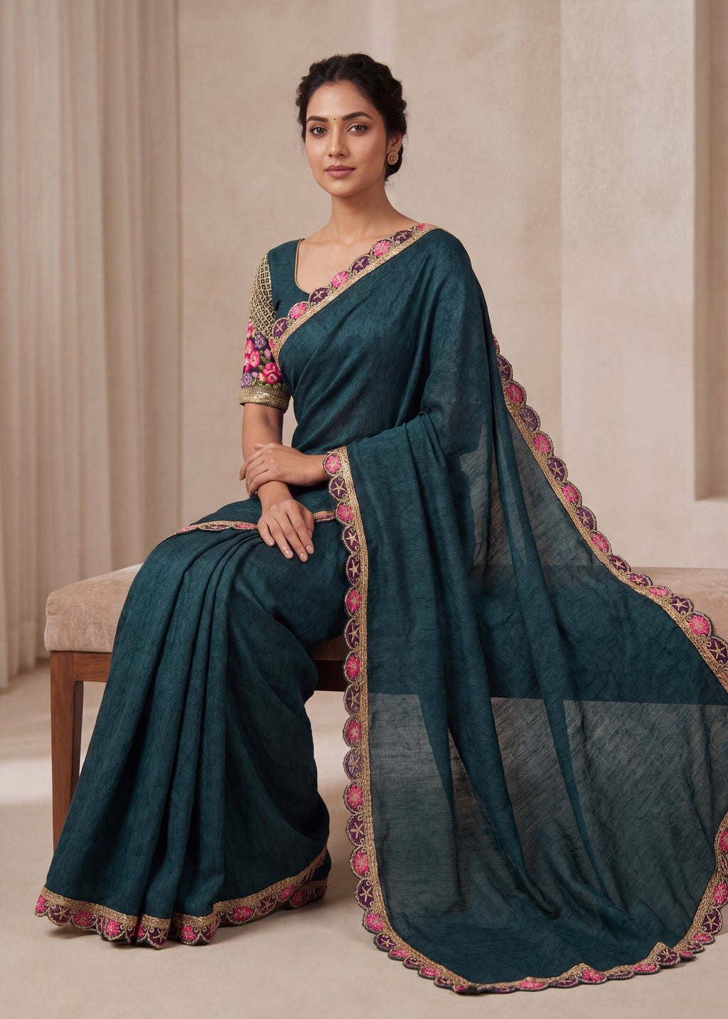 Premium Tesla Embroidered Designer Saree