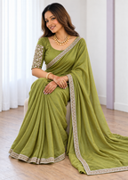 Premium Two-Tone NC Vichitra Beads Handwork Saree