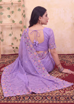 Floral Embroidery Two-Tone Crunchy Tissue Saree