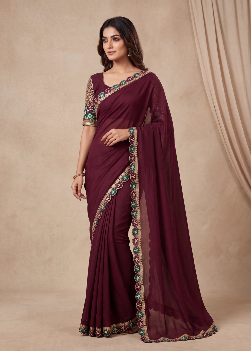 Premium Tesla Embroidered Designer Saree