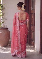 Designer Two-Tone Crunchy Tissue Saree