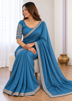 Premium Two-Tone NC Vichitra Beads Handwork Saree