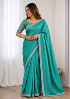 Premium Two-Tone NC Vichitra Beads Handwork Saree